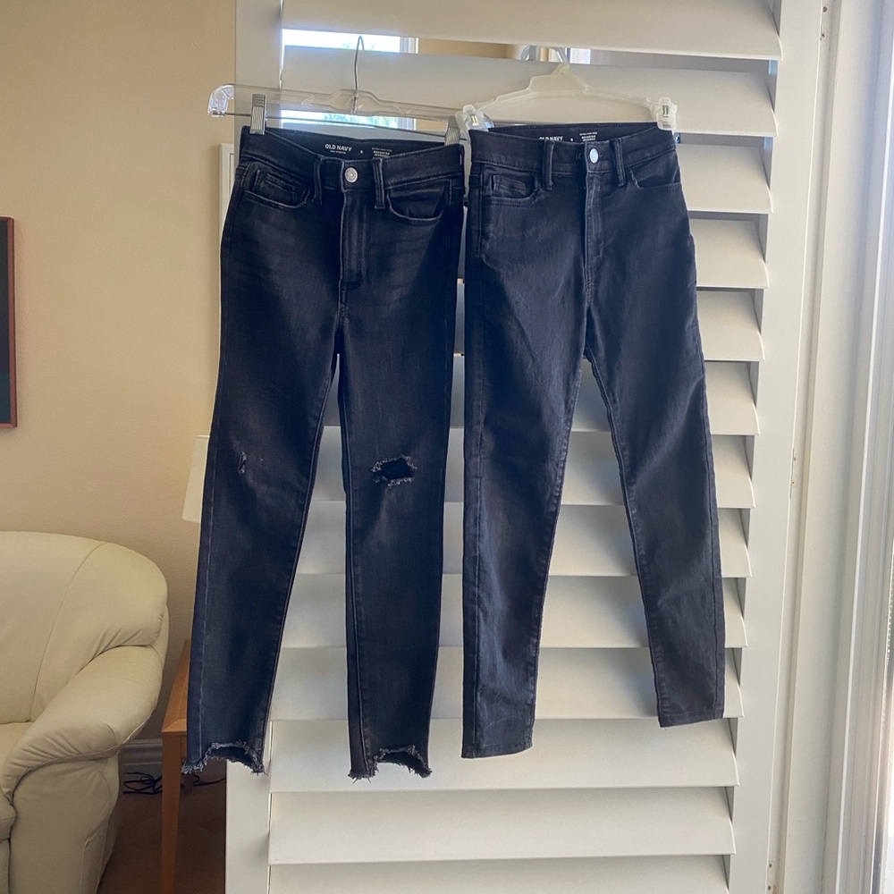 Set of Two Old Navy Kids Rockstar Jeggings Black Stretch Jeans